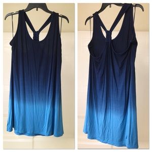 Racer Back Tunic Mini Dress Blue Ombré
